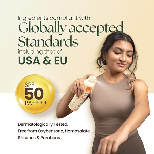 Image of Moha Sunscreen Spray SPF 50 PA++++ | Broad Spectrum UVA /UVB & Blue Light Protection | Lightweight, Non-Sticky, Non-Comedogenic & Alcohol-Free SPF Spray | With US & EU Grade Ingredients | For Teens, Women, Men, Oily & Dry Skin | Pollution Defence, Water & Sweat Resistant, No White Cast, With Rice Bran Oil - 170g