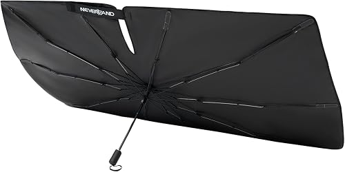 【2025 Upgrade】Neverland Car Windshield Sun Shade Umbrella for Honda Civic 2022-Present - 100% UV Blocking,Durable Front Window Shade Visor, Interior Sun Protection for Automotive, Keep Cool (Black)