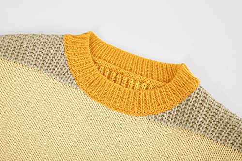 Yasiter Boys' Crew Neck Pullover Sweater Long Sleeve Casual Ribbed Knit Striped Sweaters Yellow #TOP2