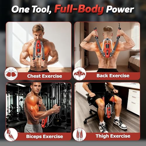 Image of Hydraulic Twister Arm Trainer, 10-Level Adjustable 22-440lbs Resistance, Chest Expander with Cylinder Protective Cover & PU Handle, Home Gym Equipment for Arm Chest Shoulder Strength Training