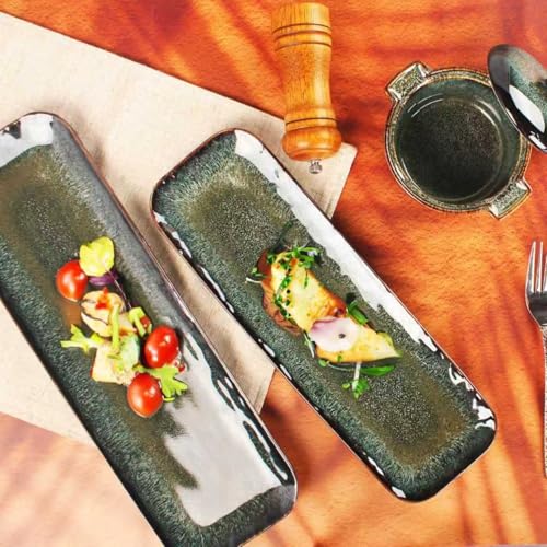 LIUYWYHCF Ceramics Long Olive Plate, 16 Inch Serving Platters, Sushi Cookies Tray Set of 4, for Sushi, baguette, Snacks, Appetizers, Dessert, Dishes Decoration, Entertain Guests, Dishwasher Safe by LIUYWYHCF - Image 5