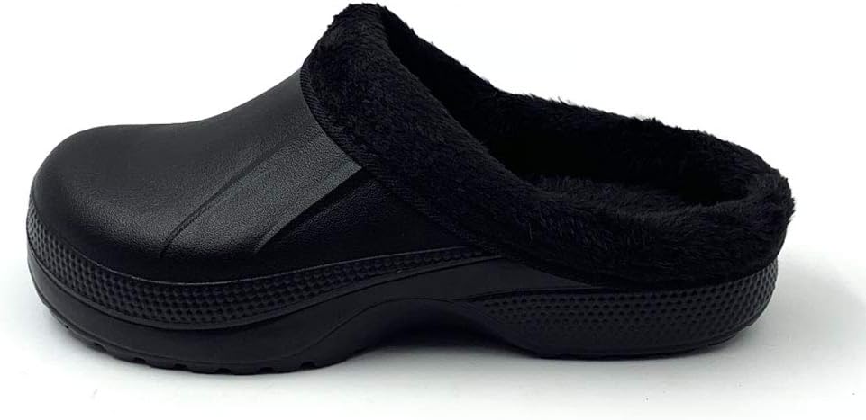 Amoji Fur Lined Clogs Fleece Garden Slippers House Home Winter Clogs Shoes