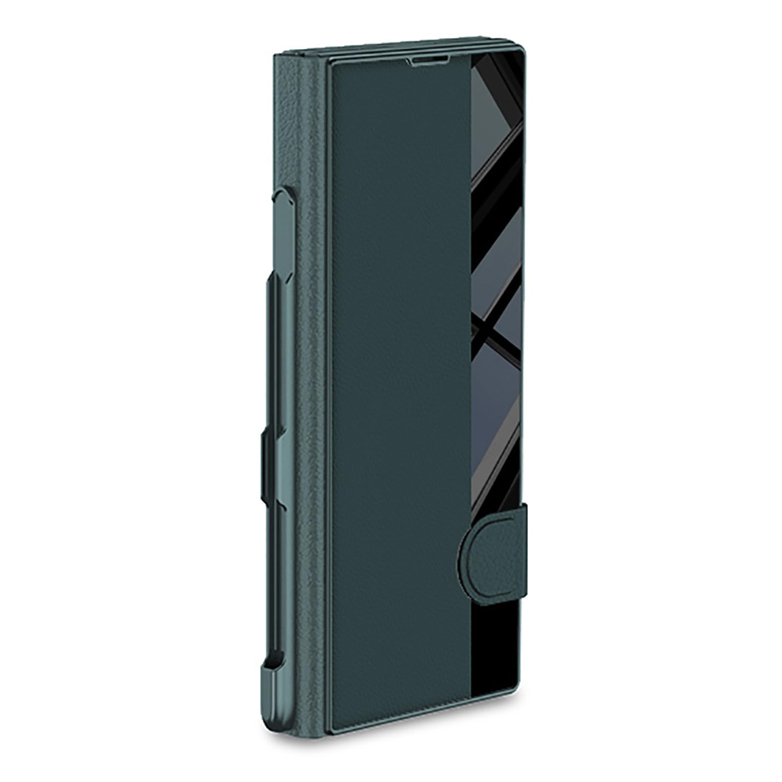 Etui portfelowe na telefon Samsung Galaxy Z Fold 7, uniwersalna ochrona z przegródką na długopis, adsorpcja magnetyczna, luksusowy pokrowiec z klapką (zielony)