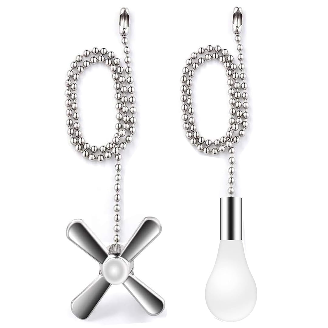 Vinaco 2 Pcs 13.6" Silver Adjustable Ceiling Fan Light Pull Chain Extension