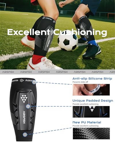 Soccer Shin Guards Kids Youth, Shin Protector for Boys Girls Men Women, Shin Pads Defender, Lightweight Calf Protective Gear, Breathable Canilleras de Futbol para Niños
