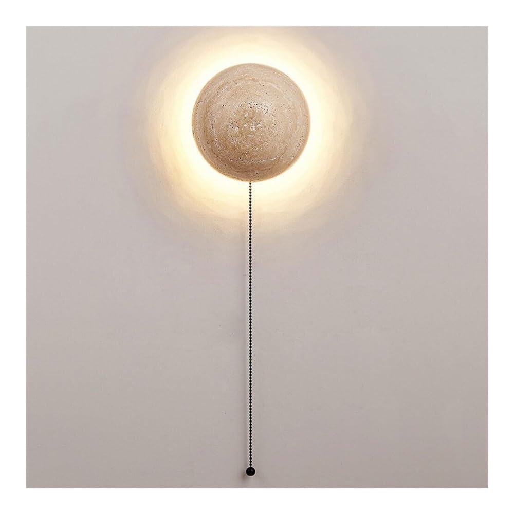 HXYSXHJUO Modern Home Decoration Wall Sconce Japanese Wabi Sabi Lamp Vintage Semi-Sphere Stone LED Mounted for Bedroom Bedside Living Room Study Corridor Entryway Restaurant(B)