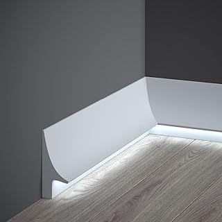 PROVISTON | LED Sockelleiste | Kunststoff | 40 x 93 x 2000 mm | Weiß | Indirekte Beleuchtung | LED Beleuchtung