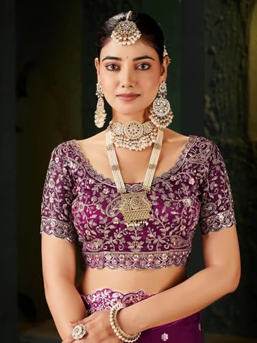 Image of SIRIL Women's Tissue Silk Sequence Embroidery Saree with Unstitched Blouse Piece