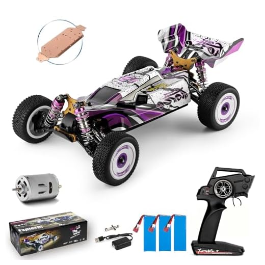 GoolRC WLtoys 124019 RC Car, 1/12 Scale 2.4GHz Remote Control Car, 4WD 60km/h High Speed Racing Car, Off-Road Buggy Drift Car RTR with Aluminum Alloy Chassis, Zinc Alloy Gear and 3 Batteries