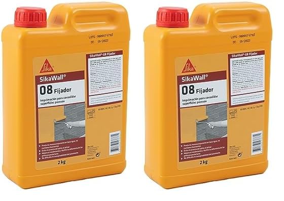 SIKA SikaWall-08 Fijador, Imprimación acrílica para fijar y sellar fondos de superficies porosas y mejor la adherencia de las pinturas, 2 kg, Blanco (Paquete de 2)