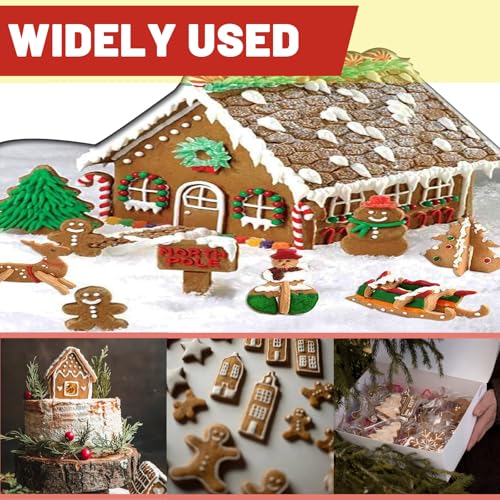 Honicemar 18 Pcs Silver Christmas Gingerbread House Cookie Cutters Biscuit Cutters Stainless Steel Metal Baking Mould 3D Cookie Cutters Shapes Christmas Holiday DIY Baking Tools - Image 4