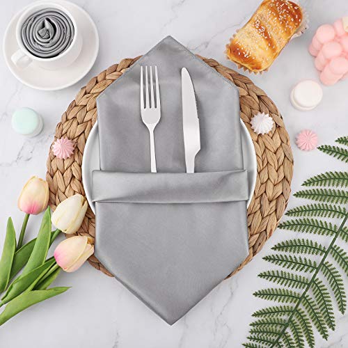 Aneco 12 Pieces Satin Napkin Square 20 X 20 Inches Dinner Napkins Weddings Party Napkin Soft Table Napkins For Romantic Weddings Party Dinner Decoration (Grey) #TOP4