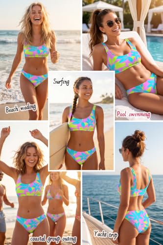 Image of Beautikini Period Swimwear for Teens Two Piece Leakproof Menstrual Bikini Swimsuit Sporty Bathing Suits for Girls Women
