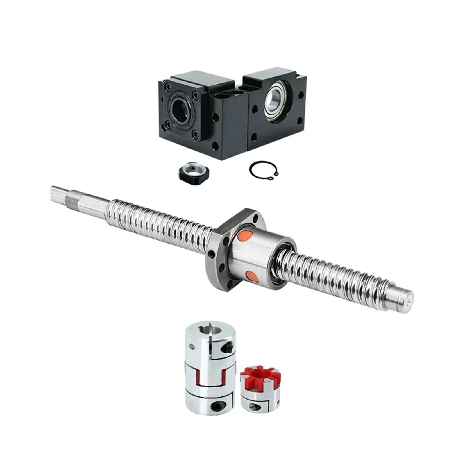Lot de 2 guides linéaires HGR15 + 4 chariots HGH15CA ordinaires/blocs en acier + 1 kit de vis à billes SFU1605 avec coupleur de 8 mm pour CNC (HGW15CC, 400 mm)