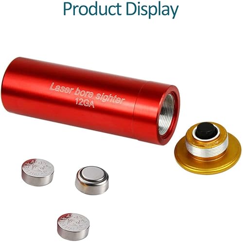 Miniatura 10 de MOSANDON 12-Gauge Red Dot Laser Bore Sight in Chamber Cartridge 12GA Laser Bore Sighter with Two Sets of Batteries