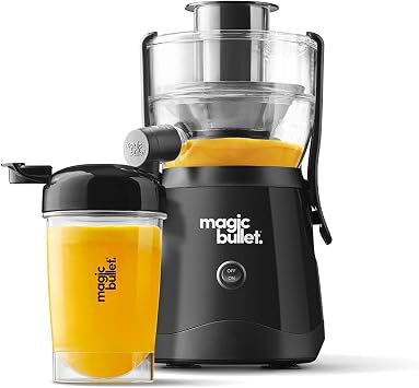 nutribullet magic bullet Centrifugal Silicone & Stainless Steel Juicer in Black - 400W - 10-Piece Set - 470ml - Compact Design & Dishwasher Safe - Juice on-the-go in Two Simple Steps