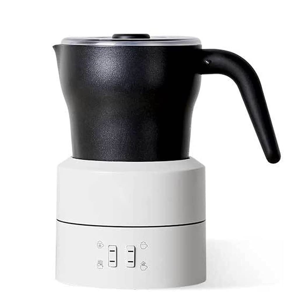 HMTE Montalatte Elettrico Portatile 4 in 1 Montalatte Elettrico Staccabile e Montalatte con Funzione Schiuma Calda e Fredda per Latte Cappuccino Cioccolata Calda (Colore : Nero) (Bianco)