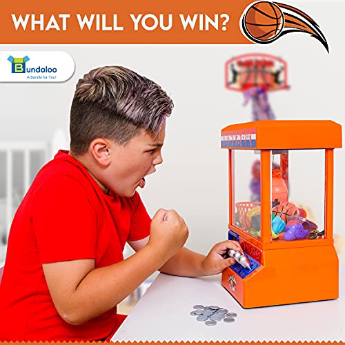Bundaloo Slam Dunk Claw Machine - Miniature Candy Grabber For Kids With 3 Small Basketballs, 30 Reusable Tokens - Electronic Prize Dispenser Toy With Arcade Music - Party Game For Children #TOP5