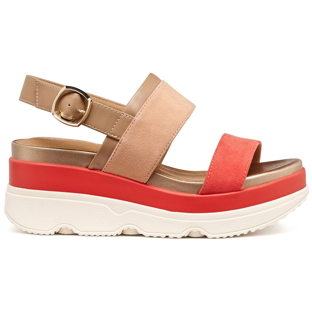 Geox Women's D Gardenia A Wedge Sandal, Peach/LT Brown, 38 EU