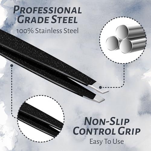 OCBA 1 Pcs Tweezers for Facial Hair Women & Men for Precise Grooming of Eyebrows - Professional Stainless Steel Black Color Coated Eyebrow Tweezers for Ingrown Hair on Nose Ear (1 Pack Black) - Thumbnail 3
