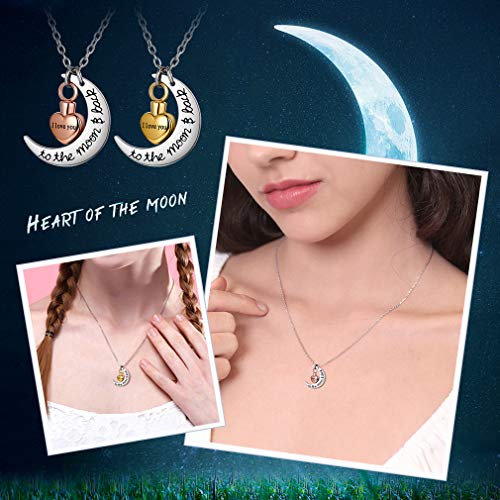 Urn Necklace for Women, Waterproof Ashes Keepsake Jewelry Family Memories Pendant Necklace for Human Ash Moon Accessories