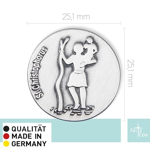Fritz Cox kleine Christophorus Autoplakette ST. CHRISTOPHORUS | magnetisch und selbstklebend | auf Geschenkkarte | Moderne Darstellung | 2,3cm