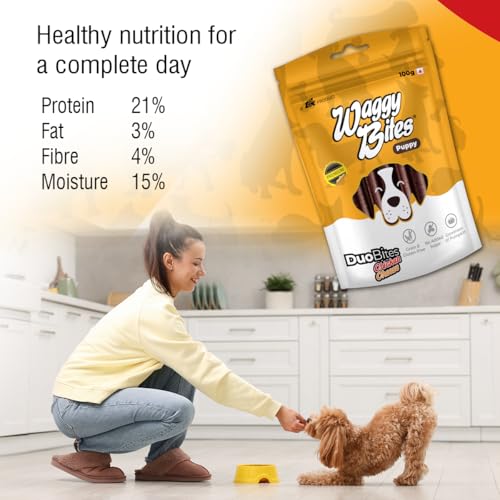 Image of DuoBites Chicken & Cheese Soft Treats for Dogs & Puppies | Grain & Gluten-Free | Inulin for Healthy Digestion | DHA Enriched for Brain Development | 100 g | Pack of 1
