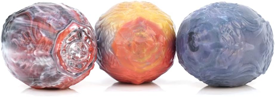 Set of 3, Nothosaur Big OGG 1.6 inch (4cm) Handmade Platinum Silicone Egg Waterproof Fantasy Stimulator Squishy Eggs for Ovipositors - Random Color