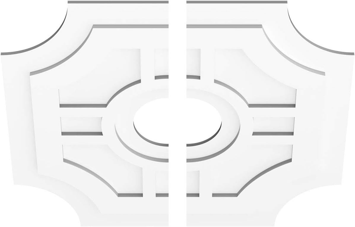 Ekena Millwork CMP32HS2-07000 Haus Architectural Grade PVC Contemporary, Two Piece Urethane Ceiling Medallions 32"OD x 7"ID x 10 1/2"C x 1"P