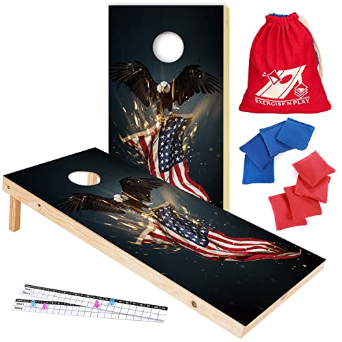 Classic Cornhole Set, Cornhole Toss Game Set,Corn Holes Outdoor Game Set,2X4 Ft Regulation Size Wood Premium Cornhole Set,American Flag Cornhole Boards #TOP2