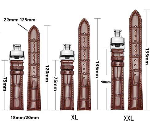 Image of Moran Genuine Leather Band Alligator and Cowhide Replacement Deployment Buckle Watch strap18mm to 24mm Crocodile Leather Strap for Men's and Women's