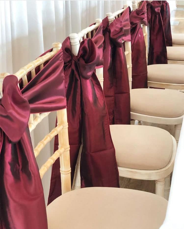 Miniatura 3 de Tela de satén para novia, boda, decoración, disfraz, 60 pulgadas de ancho por yarda (5 yardas, borgoña)