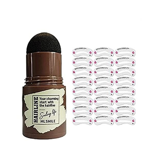One-Step-Eyebrow-Stamp-Shaping-Kit-Eyebrow-Powder-Stamp-Waterproof-Brow-Stamp-Shaping-Kit-Eyebrow-Definerwith-24-Reusable-Eyebrow-Stencils-Hairline-Shadow-Powder-Stick-for-Women-BLACK-BROWN One Step Eyebrow Stamp Shaping Kit, Eyebrow Powder Stamp Waterproof, Brow Stamp Shaping Kit Eyebrow Definer,with 24 Reusable Eyebrow Stencils, Hairline Shadow Powder Stick for Women (BLACK-BROWN)