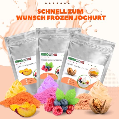 Gino Gelati Frozen Joghurt Pulver mit verschiedenen fruchtigen Geschmäckern, schnell Zubereitet, einfache Herstellung ohne Eismaschine möglich, Made in Germany (1 Kg, Banane) – Bild 6