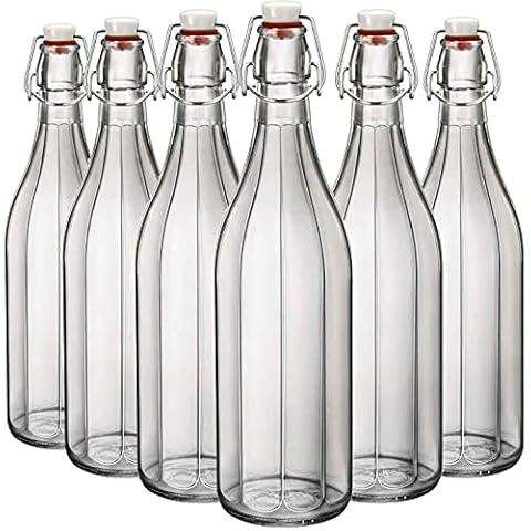 Bormioli Rocco Oxford Clear Wine Water Table Serving Swing Top Bottle - 1000ml - Pack of 6 Cover