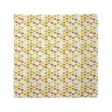 Lunarable Bandana Scarf, Mid Century Modern Hexagonal Bees, Earth Yellow Multicolor
