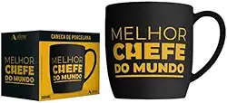 Caneca Urban Preta 360ml - Melhor Chefe Do Mundo + Caixa