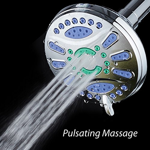 Aquastar Elite High-Pressure 6-Setting Extra-Large Luxury Spa Shower Head With Anti-Clog Jets. Solid Brass Ball Join/All Chrome Finish #TOP5