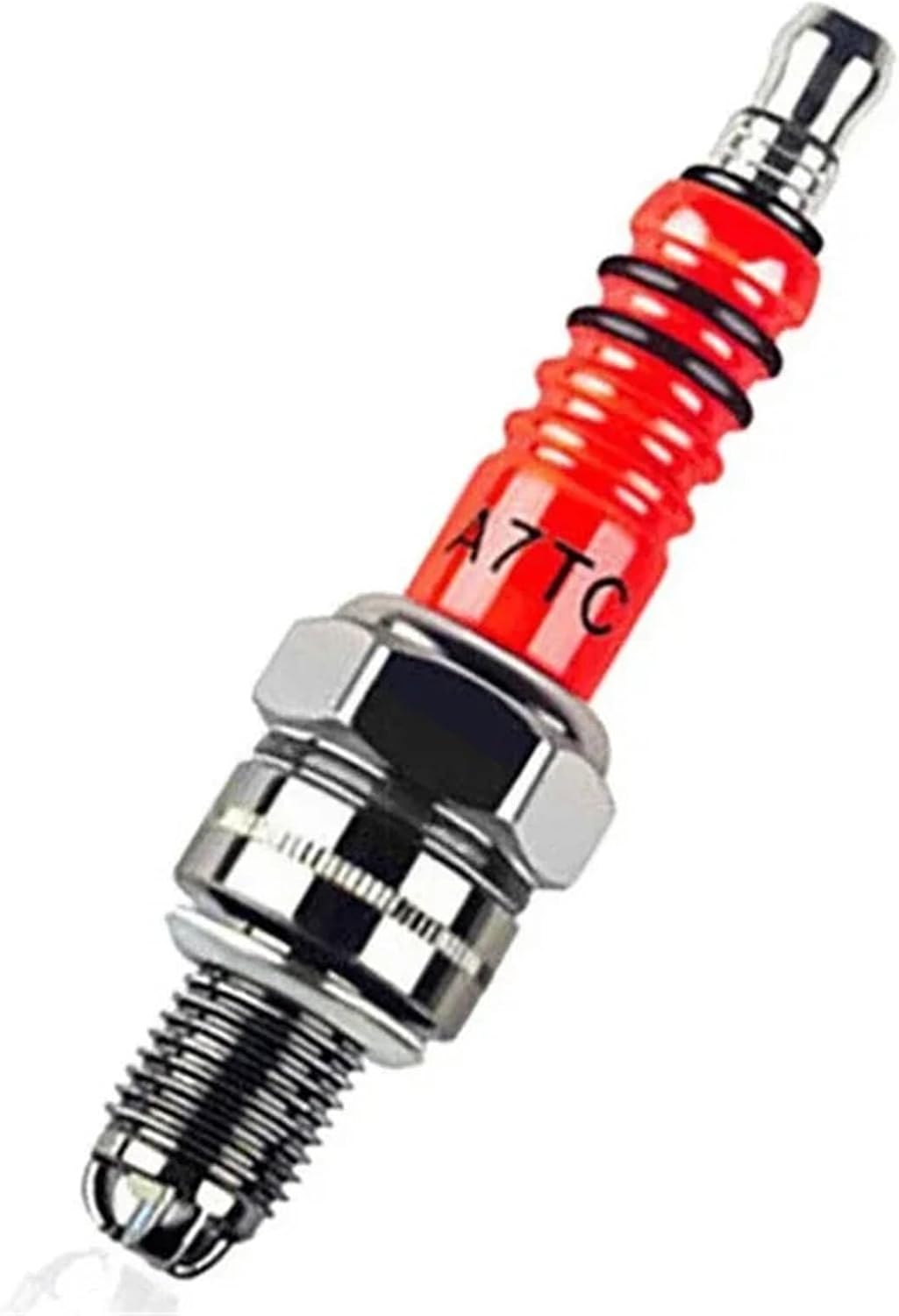 Racing 3 Electrode 10mm Spark Plug A7TC D8TC Compatible with GY6 50CC 110CC 125CC 150CC Scooter Bike Go Kart Motorcycle Accessories(1Pcs-A7TC-Cry)