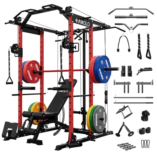 Mikolo K6 Power Cage & Rack with Crossover, Weights & Bench