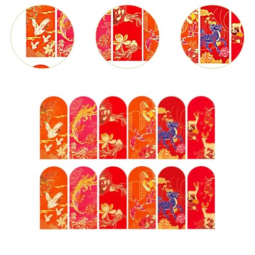 Milageto 12Pcs Ano Novo Lunar Chinês Envelopes Vermelhos Envelopes de Dinheiro da Sorte Chinês Comem