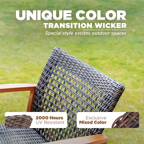 Idzo Liberte 500lbs Capacity Acacia Outdoor Club Chairs Set of 2, FSC Teak Finish Wood Patio Furniture Sets with Upgraded 2000Hours UV Resistant Wicker, 2 Pieces, Dynamic Brown Idzo Liberte 500lbs Capacity Acacia Outdoor Club Chairs Set of 2, FSC Teak Finish Wood Patio Furniture Sets with Upgraded 2000Hours UV Resistant Wicker, 2 Pieces, Dynamic Brown