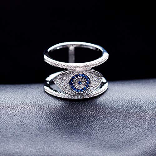 Uloveido Blue Evil Eye Rings for Women Cubic Zirconia Female Ring with an Eye Jewelry Gifts Y3254