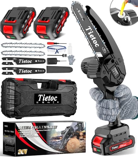 Image of Tietoc Mini Chainsaw 6 Inch Cordless, Portable Electric Chain Saw Small Handheld Battery Powered Super Saws, Gifts for Men Women, Birthday Gift for Dad Fathers Husband Him Her Mom Mothers Grandparent