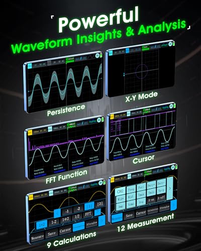 Handheld Oszilloskop 2-Kanal, WapoRich 3-in-1 Tablet-Oszilloskop mit Signalgenerator, 50 MHz, 250 MSa/s, 12 Signalformen, TRMS 19999 Counts, 64KB Speicher