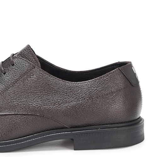 Image of HUGO Men's Kerr Grainy Leather Pointed Derby Shoe