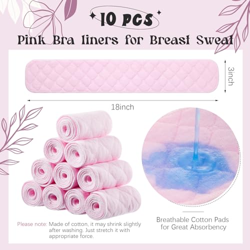 Image of Toulite 10 Pcs Reusable Bra Liners for Sweat, 3 Layer Bra Sweat Pads, Soft Cotton Outer Layer with Polyester Fiber Core
