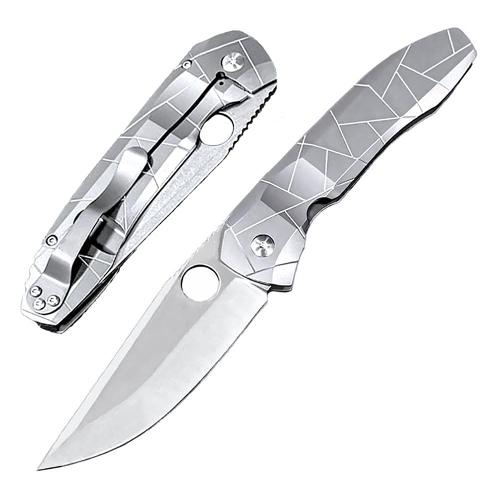 Klappmesser 8.66" Taschenmesser Robust aus Titan & Keramiklager Stahl outdoor messer survival, Praktische edc messer Jagdmesser Camper scharfes einhandmesser, Titanlegierung pocket folding neck knife