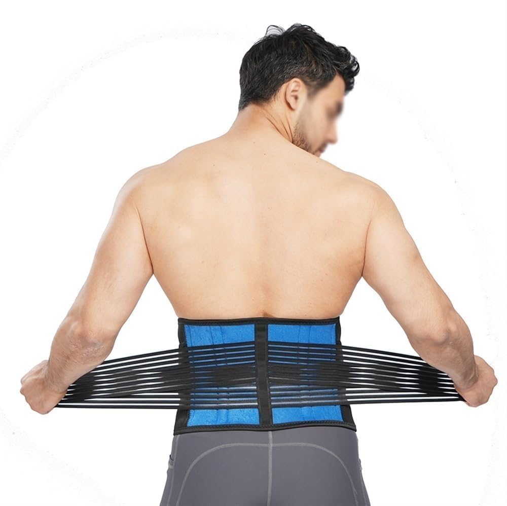 5XL-6XL Adjustable Lower Back Support Brace Waist Trainer for Men and Women - Double Pull Lumbar Support Exercise Belt - Posture Corrector for Sports and Work (Blue, Medium)