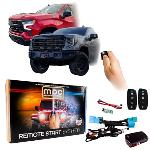Image of MPC Remote Start Kit for Chevy Silverado /GMC Sierra 1500 /2500 /3500 2015-2023 || 2-Way Long Range 3,000ft 4-Button Remotes || Plug and Play || Key to Start Only || USA Tech Support